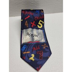 Steven Harris Handmade Math Algebra Neck Tie Numbers Navy Blue  Colorful Teacher